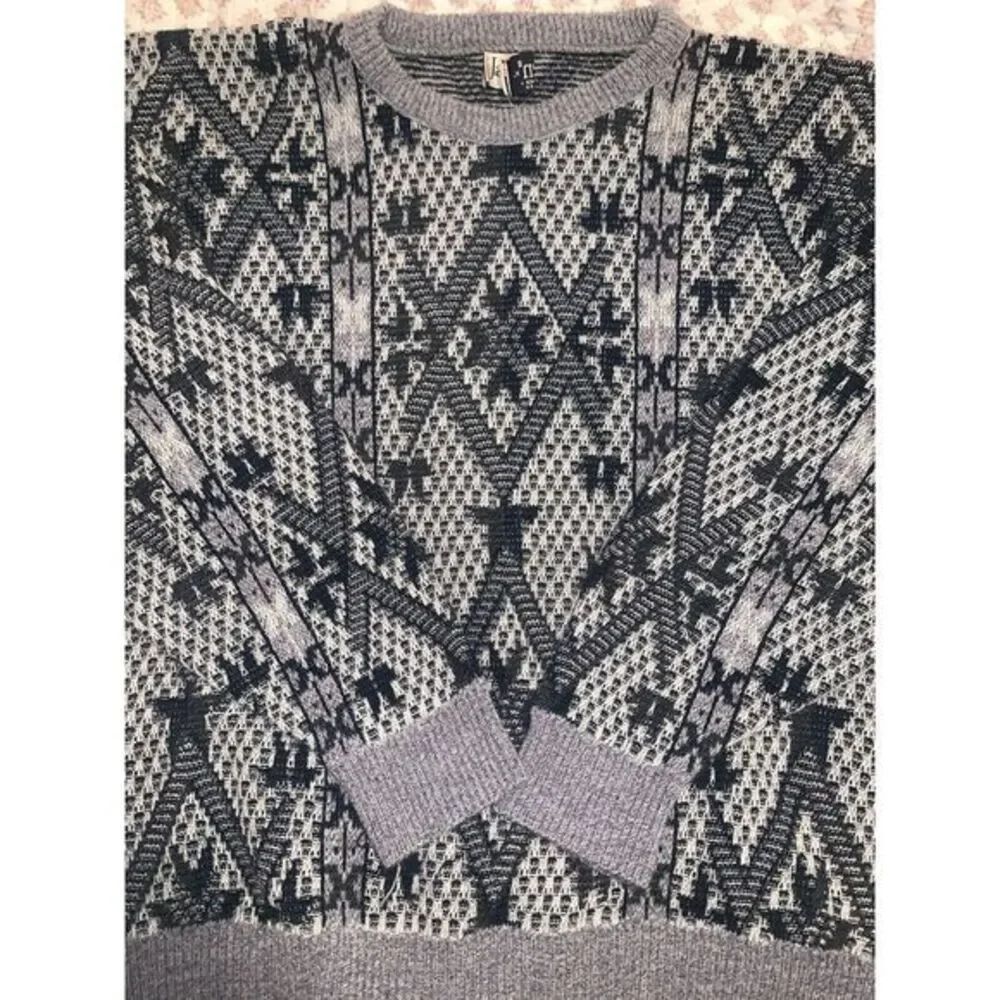 Men's Jantzen XL Acrylic Knit‎ Grey Sweater Grandpa Core 90s Retro Pullover